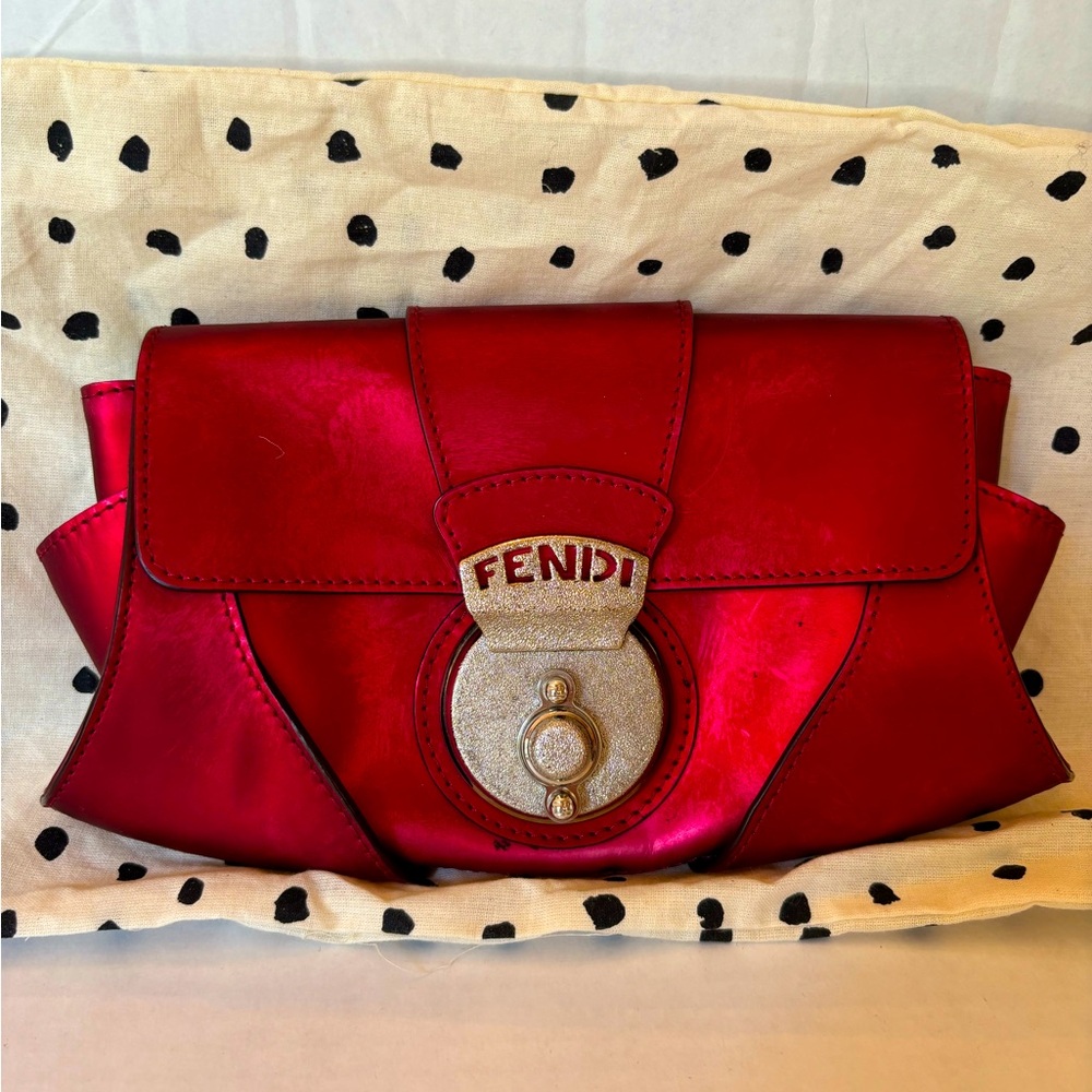 FENDI Limited Edition Metallic Red Clutch